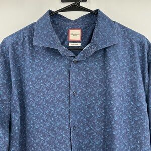 CAMICISSIMA Trendy Men’s 100% Cotton Long Sleeve Navy Button Down Size 44 (17.5)